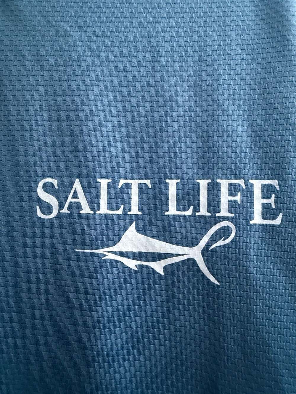 Salt Life SLX Salty Times Ahead UV Vapor Long Sleeve Performance Shirt Blue Sz S - Picture 2 of 6
